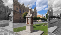 Fotografie meteorologického sloupu Kadavý v podobě po provedené rekonstrukci