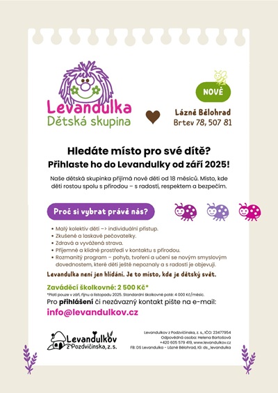 Náborový leták dětské skupiny Levandulka
